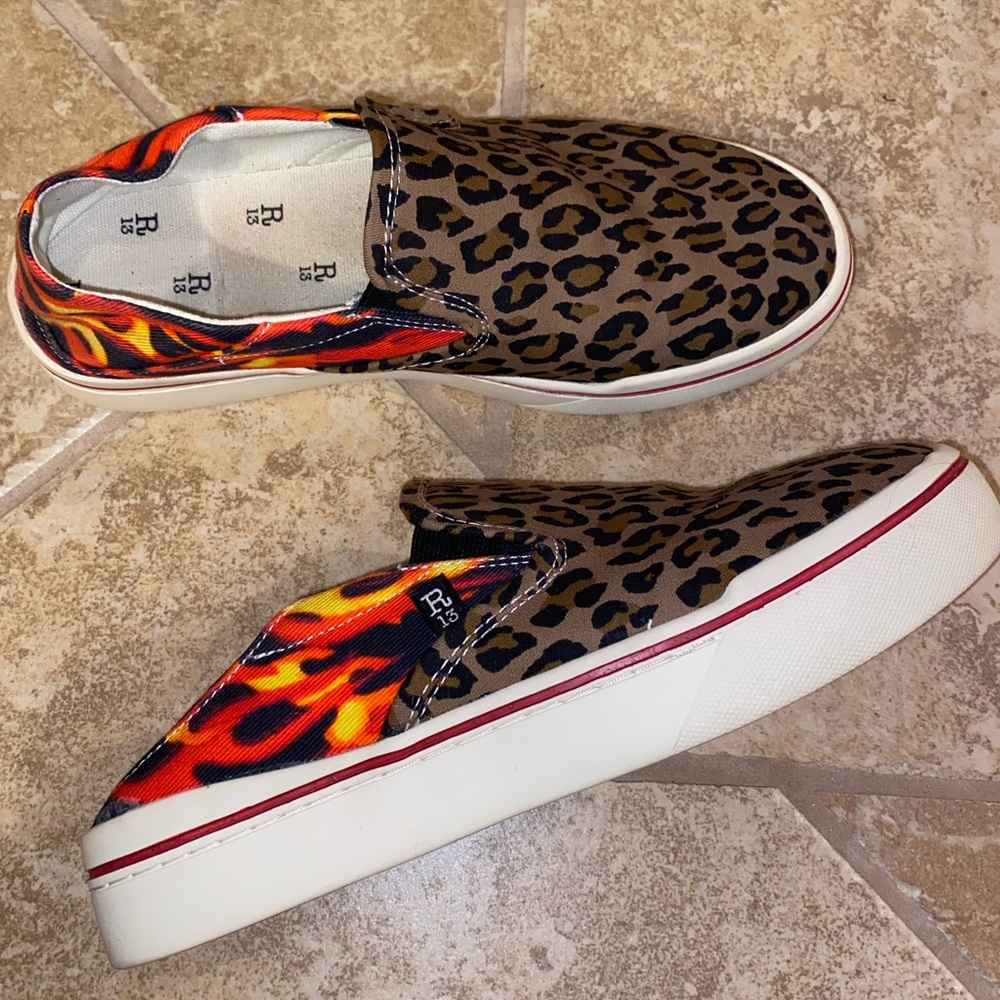R13 Leopard & Flame Slip-On Sneakers — Distressed Luxe Streetwear Icon - Picture 6 of 10